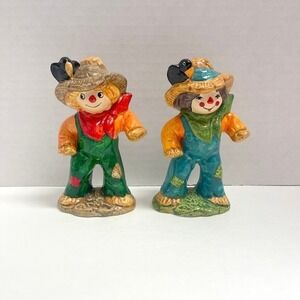 Set of 2 Russ Berrie Japanese Scarecrow Figurines Vintage 1960's - 1980's
